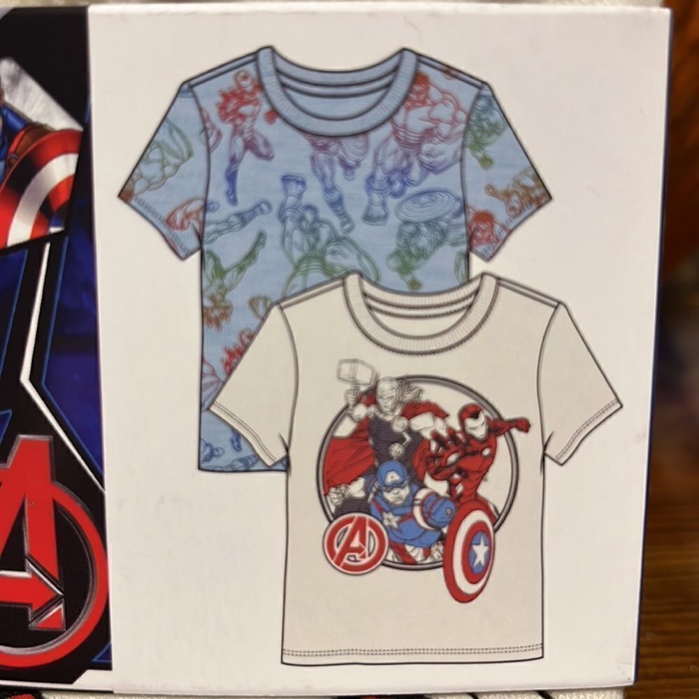 NWT Avengers 2 pkg of T-shirts 1 White, 1 Blue
